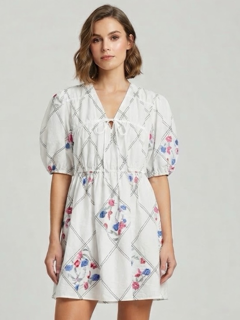 ASOS Design White Floral Embroidered Mini Dress